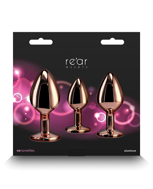 Rear Assets Pink Heart Gem Anal Trainer Kit - Rose Gold - Empower Pleasure