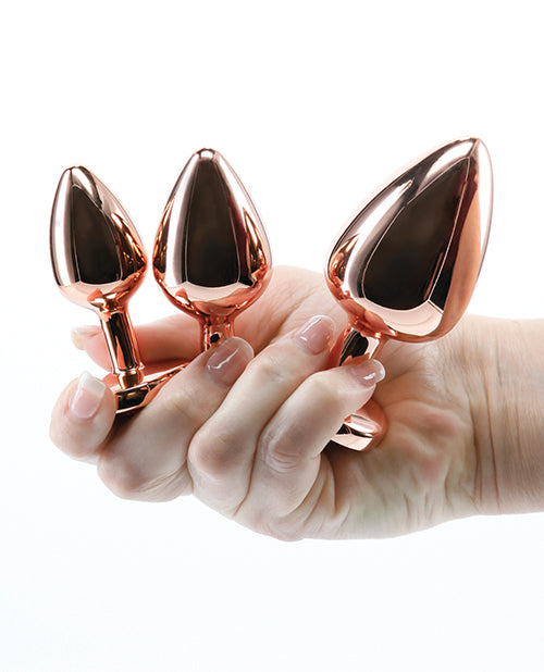 Rear Assets Pink Heart Gem Anal Trainer Kit - Rose Gold - Empower Pleasure