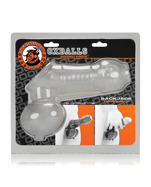 Oxballs Sackjack Wearable Jack Off Sheath - Clear Frost - Empower Pleasure