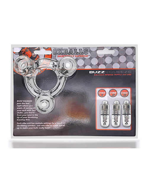 Oxballs Buzz Squeeze Ballstretcher Vibe - Clear - Empower Pleasure