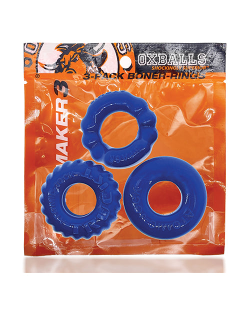 Oxballs Bonemaker 3 Pack Cockring Kit - Pool blue - Empower Pleasure