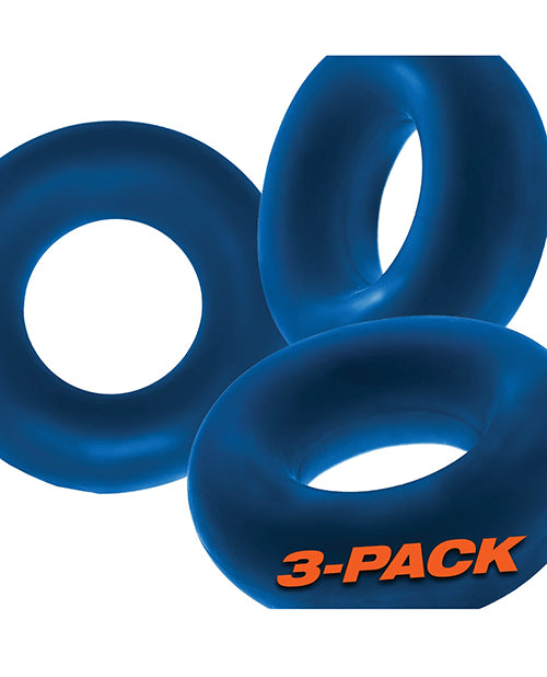 Oxballs Fat Willy 3 Pack Jumbo Cock Rings - Space Blue - Empower Pleasure