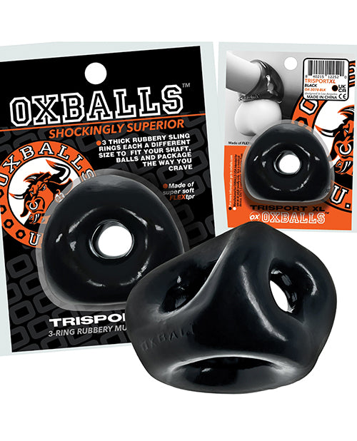 Oxballs Tri Sport XL 3 Ring Sling - Black - Empower Pleasure