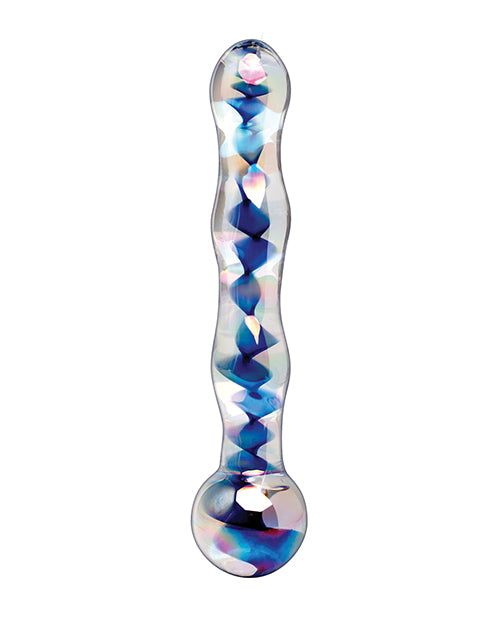 Icicles No. 8 Hand Blown Glass Massager - Clear w/Inside Blue Swirls - Empower Pleasure