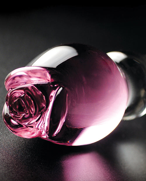 Icicles No. 12 Hand Blown Glass Massager - Clear with Rose Tip - Empower Pleasure