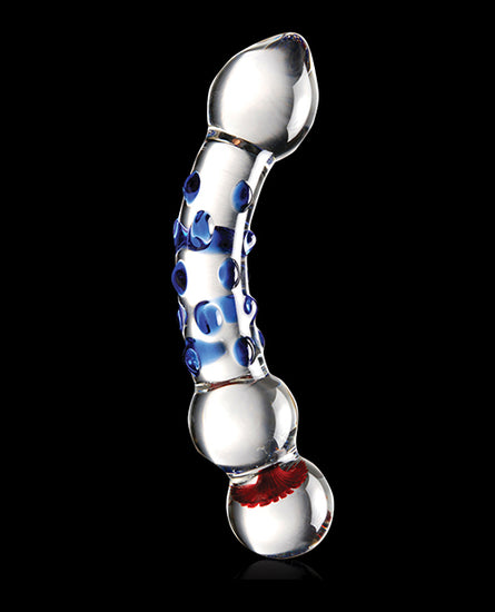 Icicles No. 18 Hand Blown Glass Massager - Clear with Blue Knobs - Empower Pleasure