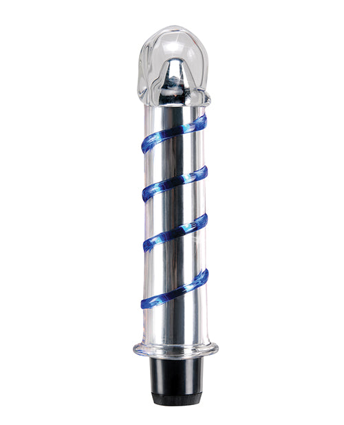 Icicles No. 20 Hand Blown Glass Vibrator Waterproof - Clear with Blue Swirls - Empower Pleasure