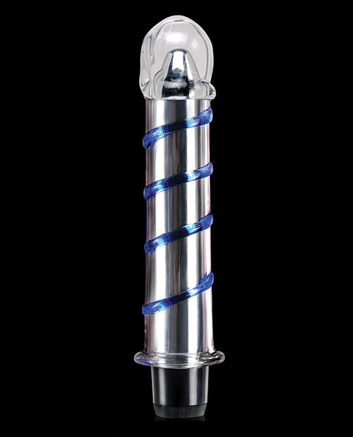 Icicles No. 20 Hand Blown Glass Vibrator Waterproof - Clear with Blue Swirls - Empower Pleasure