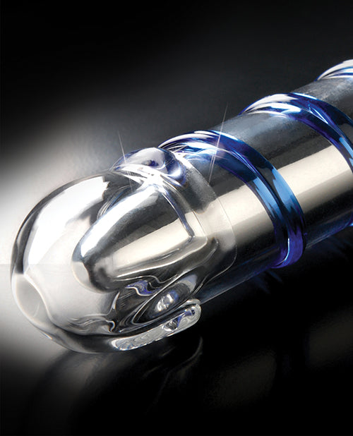 Icicles No. 20 Hand Blown Glass Vibrator Waterproof - Clear with Blue Swirls - Empower Pleasure