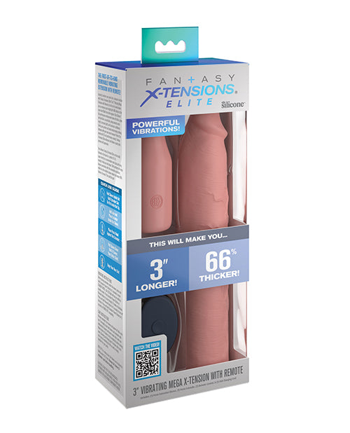 Fantasy X-tensions Elite 9" Sleeve Vibrating 3" Plug w/Remote - Light - Empower Pleasure