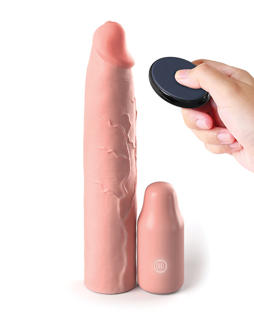 Fantasy X-tensions Elite 9" Sleeve Vibrating 3" Plug w/Remote - Light - Empower Pleasure
