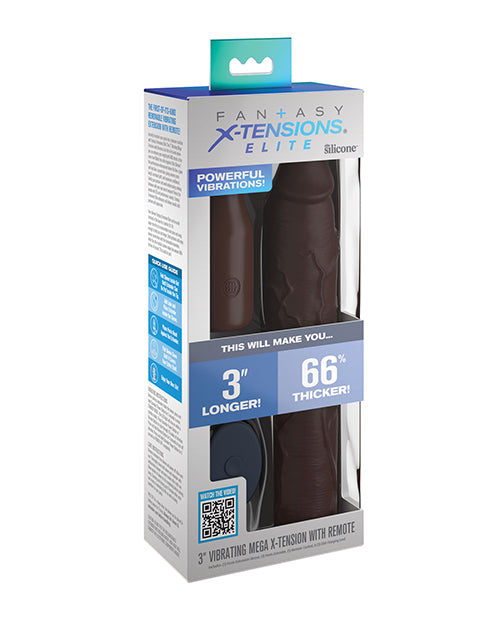 Fantasy X-tensions Elite 9" Sleeve Vibrating 3" Plug w/Remote - Brown - Empower Pleasure