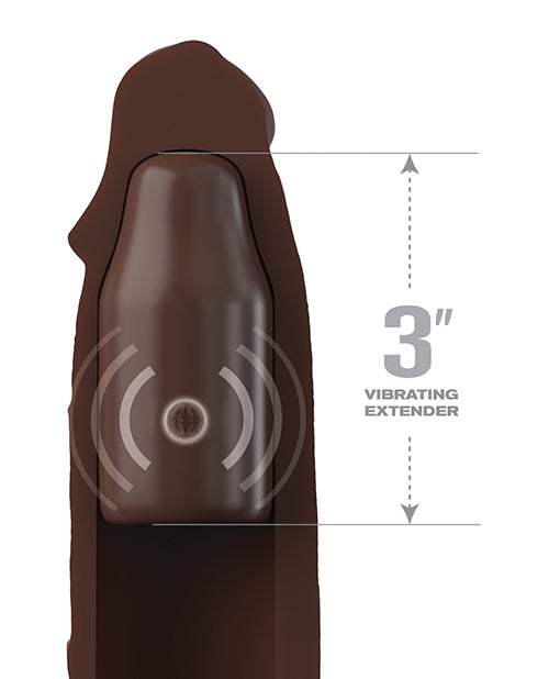 Fantasy X-tensions Elite 9" Sleeve Vibrating 3" Plug w/Remote - Brown - Empower Pleasure