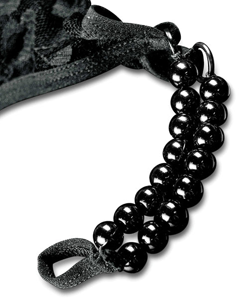 Hookup Panties Crotchless Pleasure Pearls Black S-L
