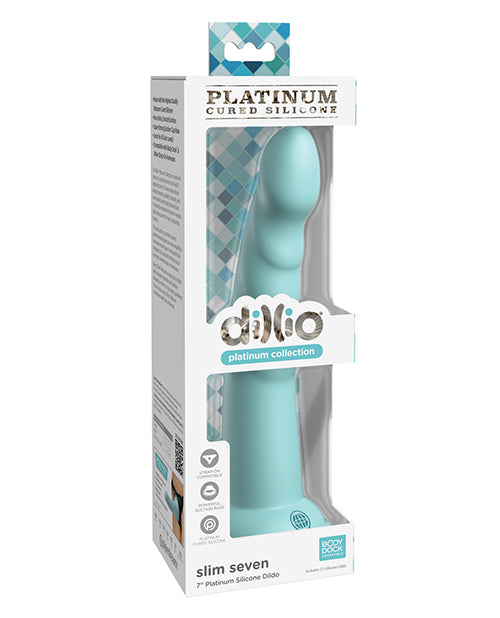 Dillio Platinum 7" Slim Seven Silicone Dildo - Teal - Empower Pleasure
