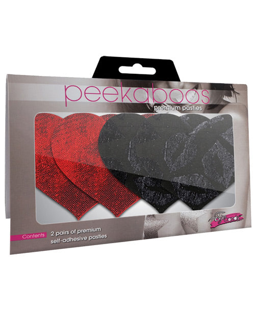 Stolen Kisses Hearts - Red & Black Pack of 2 - Empower Pleasure