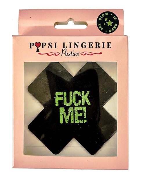 Glow in the Dark Fuck Me Pasties - Black O/S - Empower Pleasure