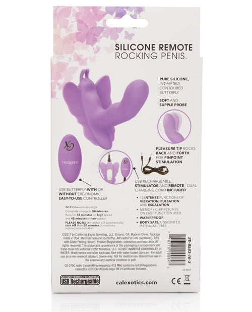 Venus Butterfly Silicone Remote Rocking Penis - Purple