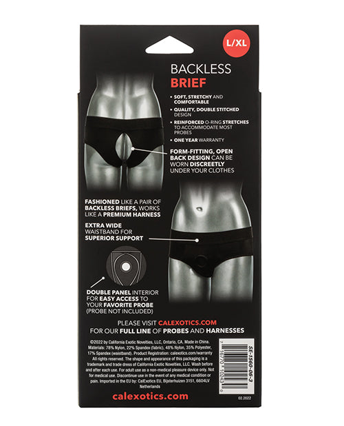 Her Royal Harness Backless Brief L/XL - Black - Empower Pleasure
