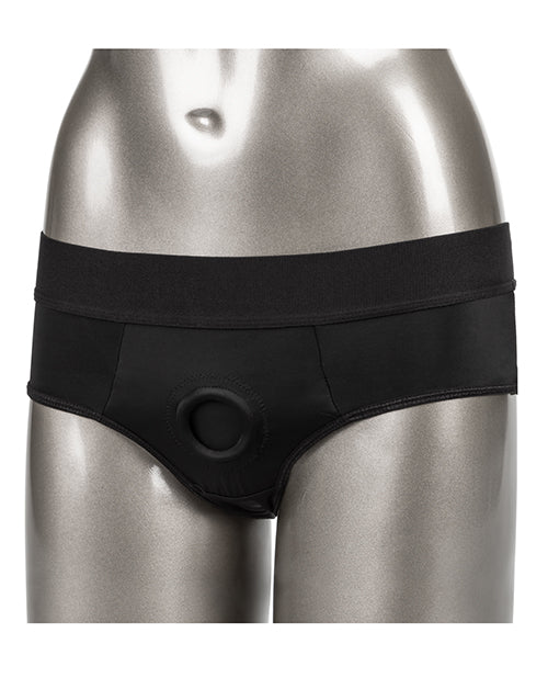 Her Royal Harness Backless Brief L/XL - Black - Empower Pleasure