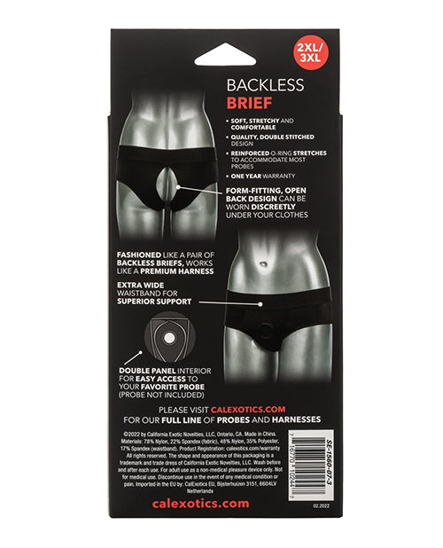 Her Royal Harness Backless Brief 2XL/3XL - Black - Empower Pleasure