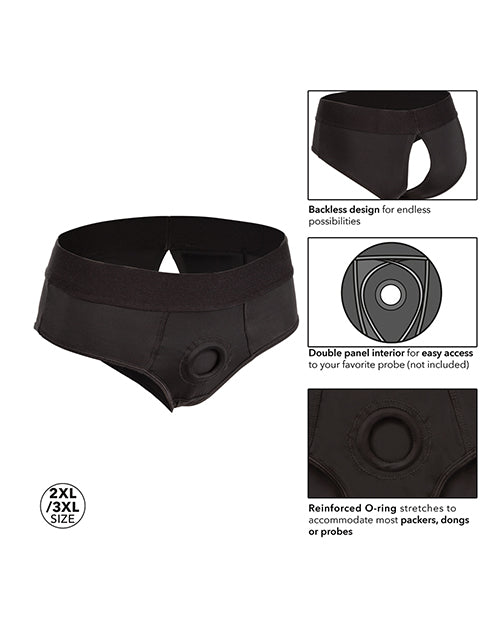 Her Royal Harness Backless Brief 2XL/3XL - Black - Empower Pleasure
