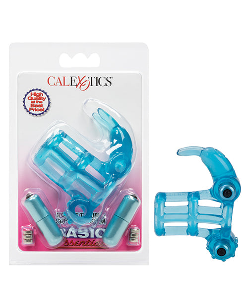 Basic Essentials Double Trouble Vibrating Support System - Blue
