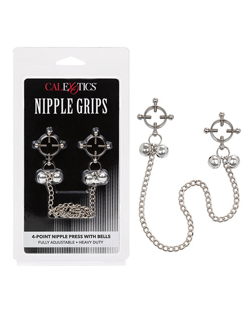 Nipple Grips 4-Point Nipple Press with Bells - Silver