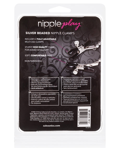 Nipple Play Silver Beaded Nipple Clamps - Empower Pleasure