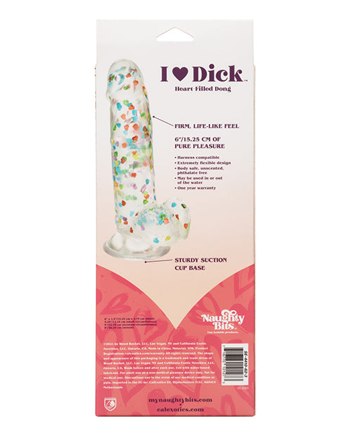 Naughty Bits I Love Dick Heart Filled Dong - Multicolor - Empower Pleasure
