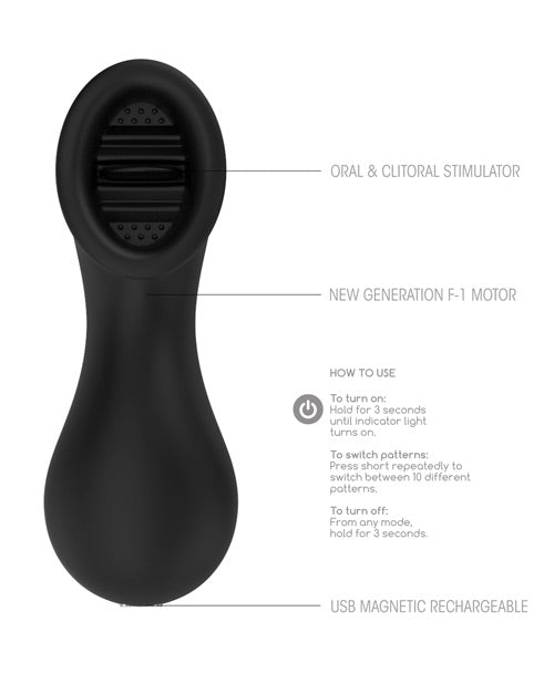 Shots Elegance Dreamy Oral Clitoral Stimulator - 10 Speed Black - Empower Pleasure