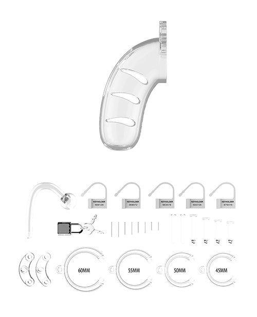 Shots Man Cage 4.5" Cock Cage w/Plug 11 - Clear - Empower Pleasure