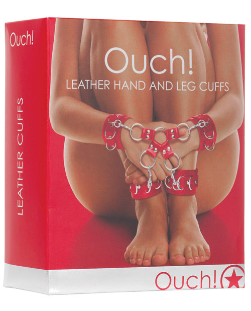 Shots Ouch Leather Hand & Leg Cuffs - Empower Pleasure