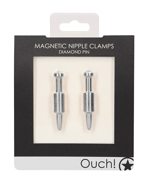 Shots Ouch Pin Magnetic Nipple Clamps - Silver - Empower Pleasure