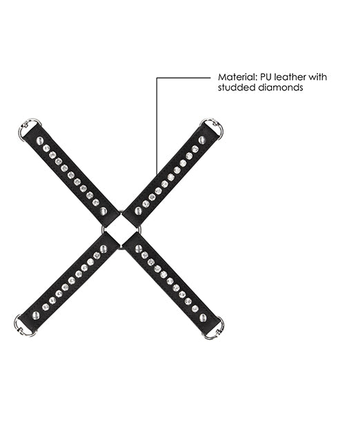 Shots Ouch Diamond Studded Hogtie - Black - Empower Pleasure