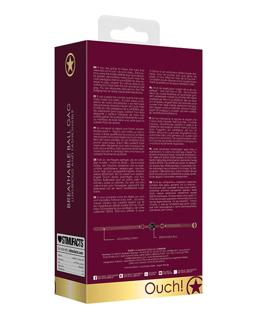Shots Ouch Halo Breathable Ball Gag - Burgundy - Empower Pleasure