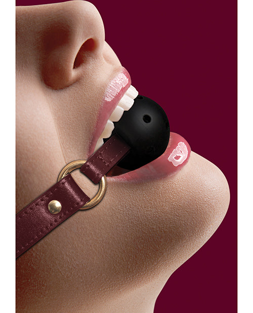 Shots Ouch Halo Breathable Ball Gag - Burgundy - Empower Pleasure