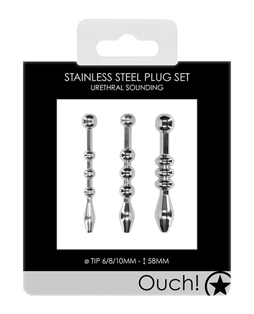 Shots Ouch Urethral Sounding Metal Plug Set - Empower Pleasure