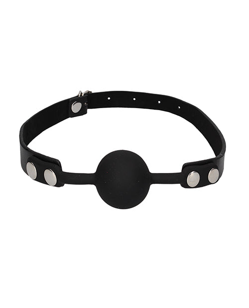 Shots Ouch Black & White Silicone Ball Gag - Black - Empower Pleasure