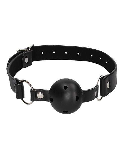 Shots Ouch Black & White Breathable Ball Gag w/Nipple Clamps - Black - Empower Pleasure