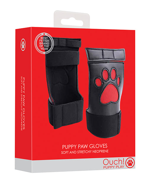 Shots Ouch Puppy Play Paw Cut-Out Gloves - Red - Empower Pleasure