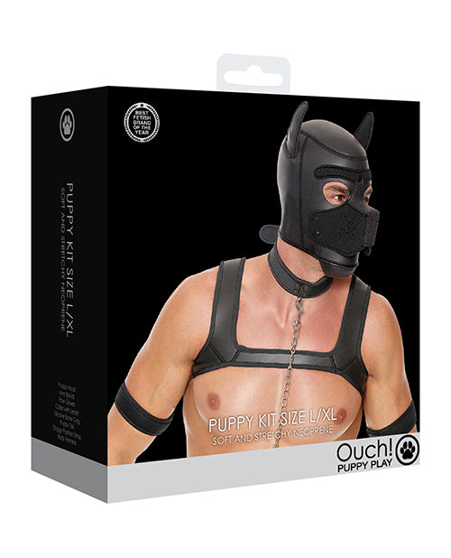 Shots Ouch Puppy Play Complete Kit - LXL Black - Empower Pleasure
