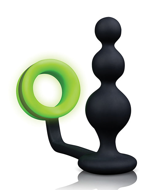 Shots Ouch Beads Butt Plug w/Cock Ring - Glow in the Dark - Empower Pleasure