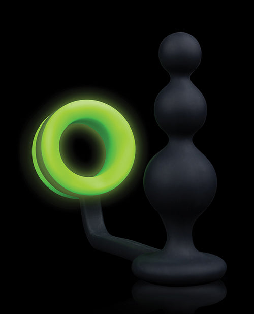 Shots Ouch Beads Butt Plug w/Cock Ring - Glow in the Dark - Empower Pleasure
