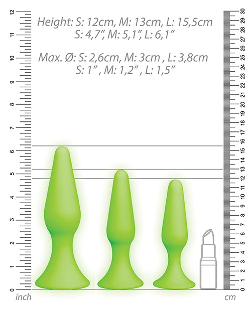 Shots Ouch Butt Plug Set - Glow in the Dark - Empower Pleasure