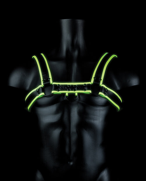 Shots Ouch Chest Bulldog Harness - Glow in the Dark L/XL - Empower Pleasure