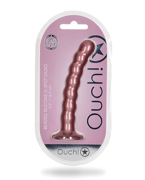 Shots Ouch 6.5" Beaded G-Spot Dildo - Rose Gold - Empower Pleasure
