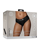 Shots Ouch Vibrating Strap On High-Cut Brief - Black M/L - Empower Pleasure