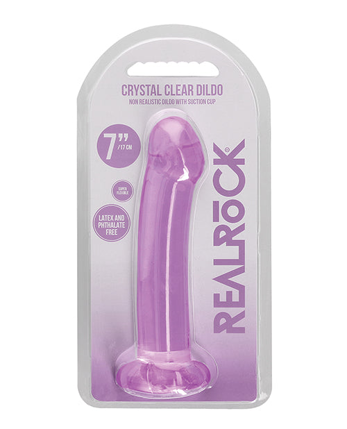 Shots RealRock Crystal Clear 7" Dildo  - Purple - Empower Pleasure