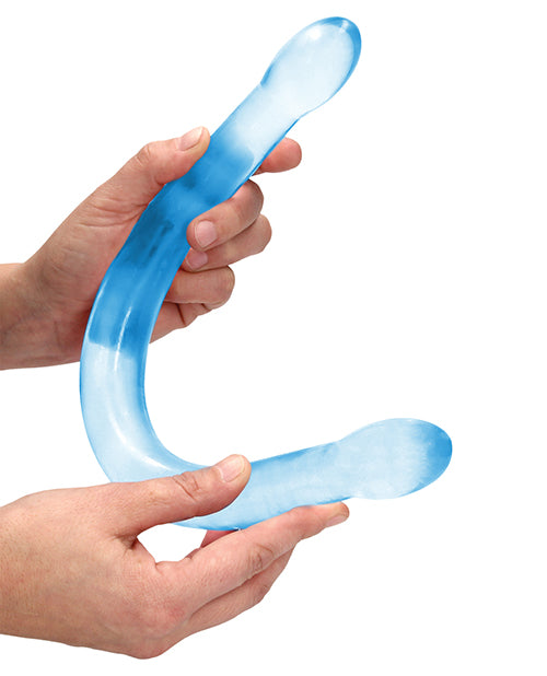 Shots RealRock Crystal Clear 17" Double Dildo - Blue - Empower Pleasure